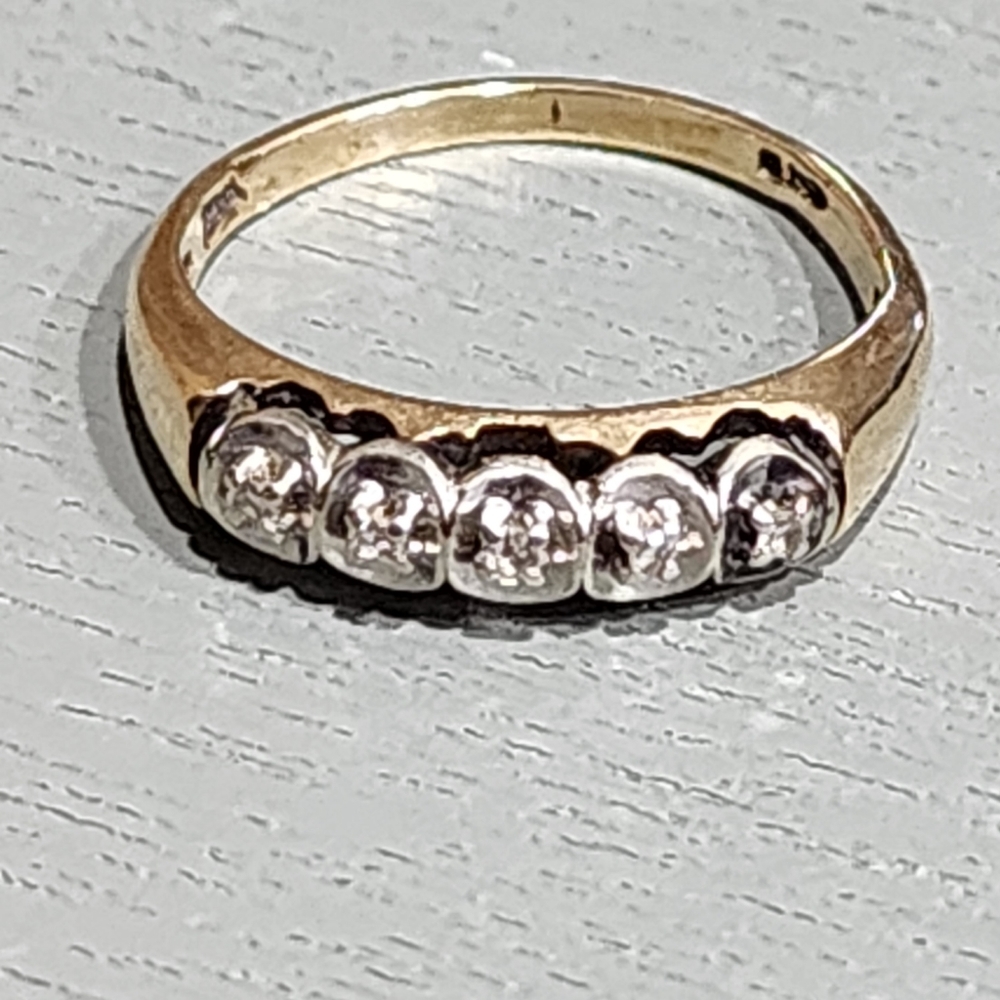 10k yellow gold dainty diamond ring wedding engagement antique jewelry s…
